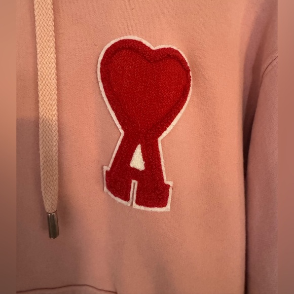 Ami Pink Hoodie with Red Heart Patch - Picture 4 of 11